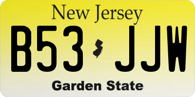 NJ license plate B53JJW