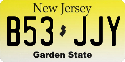 NJ license plate B53JJY