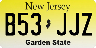 NJ license plate B53JJZ