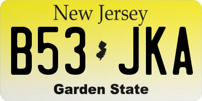 NJ license plate B53JKA