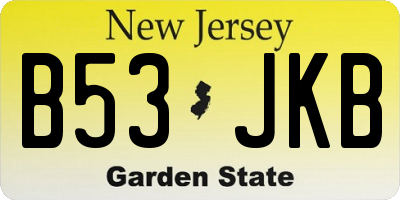NJ license plate B53JKB