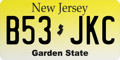 NJ license plate B53JKC