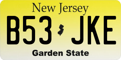 NJ license plate B53JKE