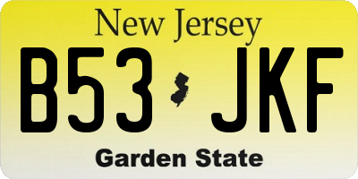 NJ license plate B53JKF