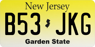 NJ license plate B53JKG