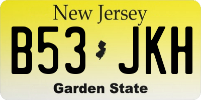 NJ license plate B53JKH