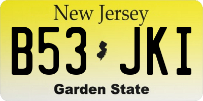 NJ license plate B53JKI