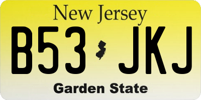 NJ license plate B53JKJ