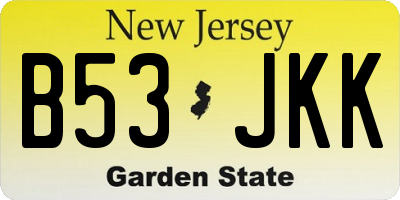 NJ license plate B53JKK