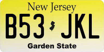 NJ license plate B53JKL