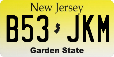 NJ license plate B53JKM