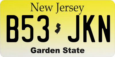 NJ license plate B53JKN