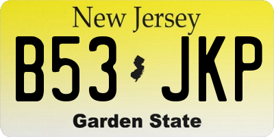 NJ license plate B53JKP
