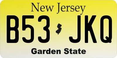 NJ license plate B53JKQ