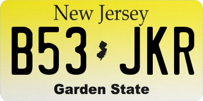 NJ license plate B53JKR