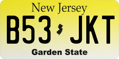 NJ license plate B53JKT