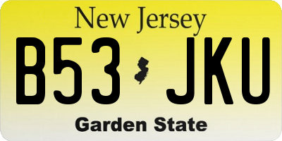 NJ license plate B53JKU