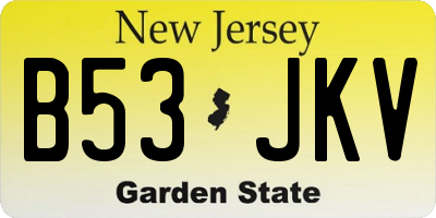 NJ license plate B53JKV