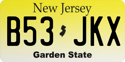 NJ license plate B53JKX