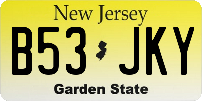 NJ license plate B53JKY