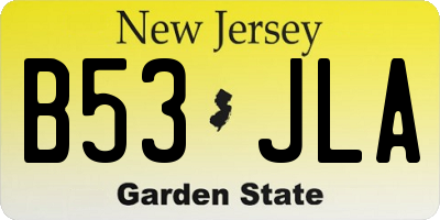NJ license plate B53JLA