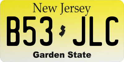 NJ license plate B53JLC
