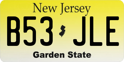 NJ license plate B53JLE