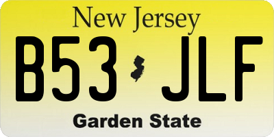 NJ license plate B53JLF