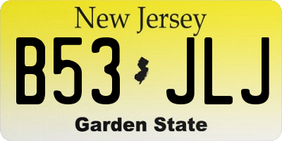 NJ license plate B53JLJ