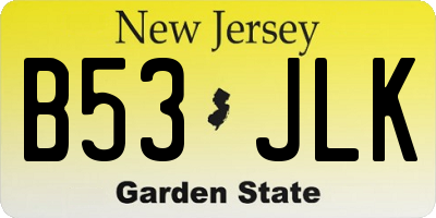 NJ license plate B53JLK