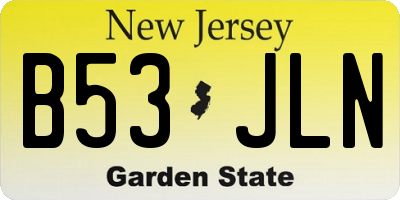 NJ license plate B53JLN