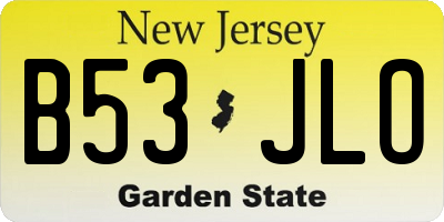 NJ license plate B53JLO