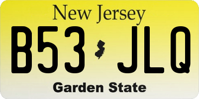 NJ license plate B53JLQ