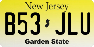 NJ license plate B53JLU