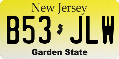 NJ license plate B53JLW
