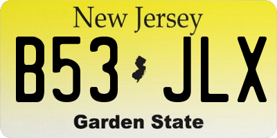 NJ license plate B53JLX