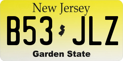 NJ license plate B53JLZ