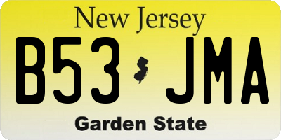 NJ license plate B53JMA