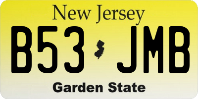 NJ license plate B53JMB