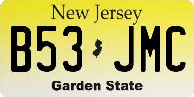 NJ license plate B53JMC