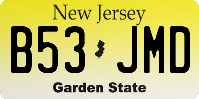 NJ license plate B53JMD