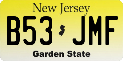 NJ license plate B53JMF