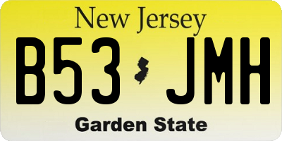 NJ license plate B53JMH