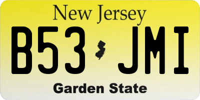 NJ license plate B53JMI