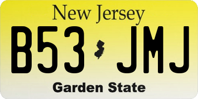 NJ license plate B53JMJ