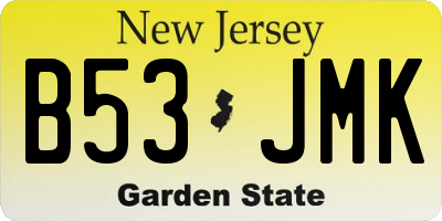NJ license plate B53JMK