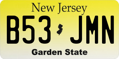 NJ license plate B53JMN