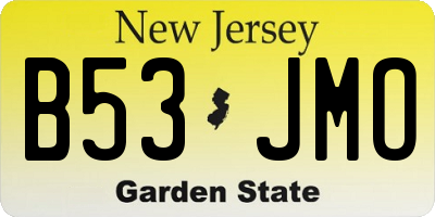 NJ license plate B53JMO