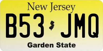 NJ license plate B53JMQ