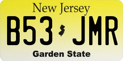 NJ license plate B53JMR